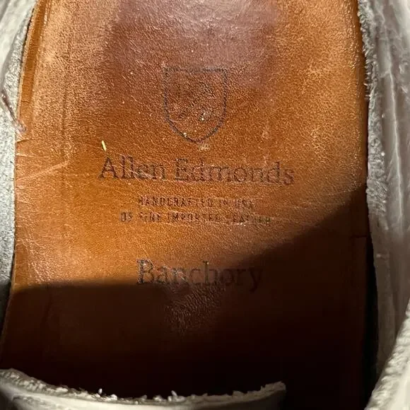 Allen Edmonds Banchory 8054 Mens 10.5 D Dress Shoes Gray Leather Wingtip Oxford